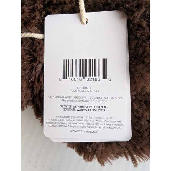 Warmies Moose with Filled Lavender Soothing Microwave Plush NWT Brown - Picture 4 of 5